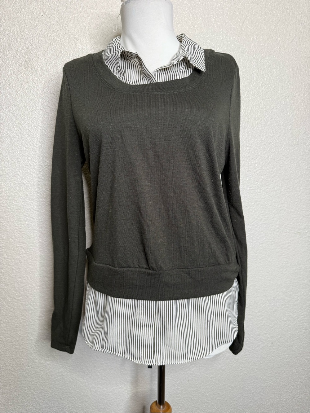 BCX Olive Green Layered-Look Women's Top